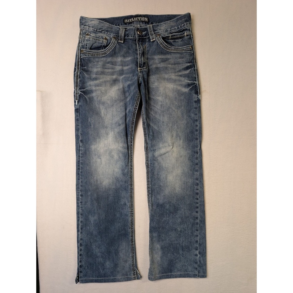 Affliction Cooper Mens Blue Denim Jeans Size 33 Straight Leg